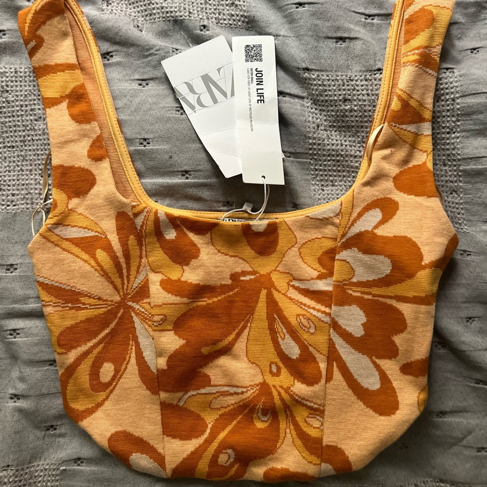Zara Yellow/ Tan Butterfly Crop Top